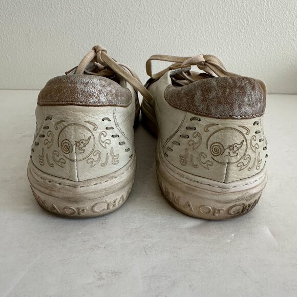 Karma of Charme Painted Leather Low Top Sneakers Size 41 US 10.5 Gray Boho Artsy - Picture 7 of 11